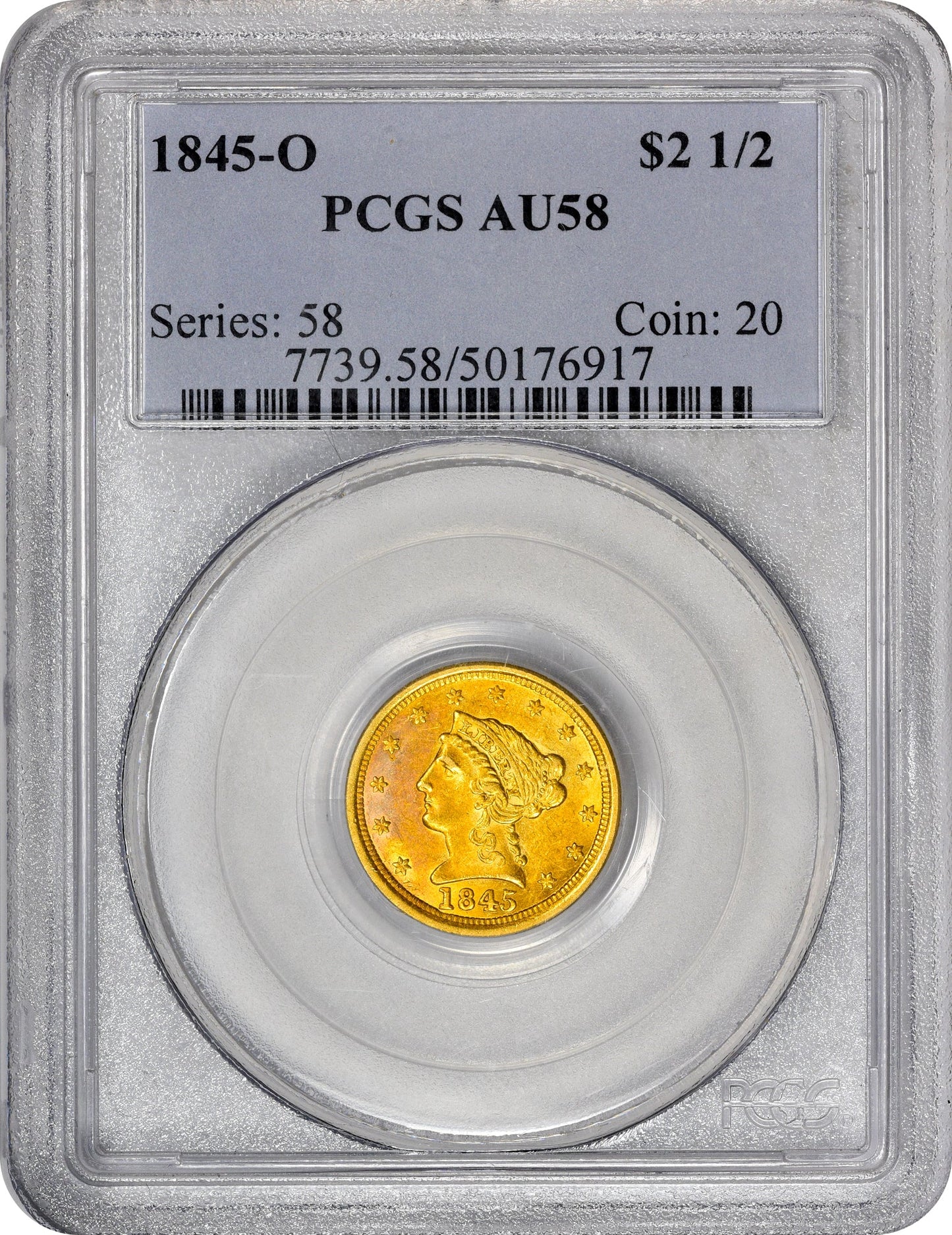 1845-O $2.5 AU58 PCGS - Paradime Coins | PCGS NGC CACG CAC Rare US Numismatic Coins For Sale