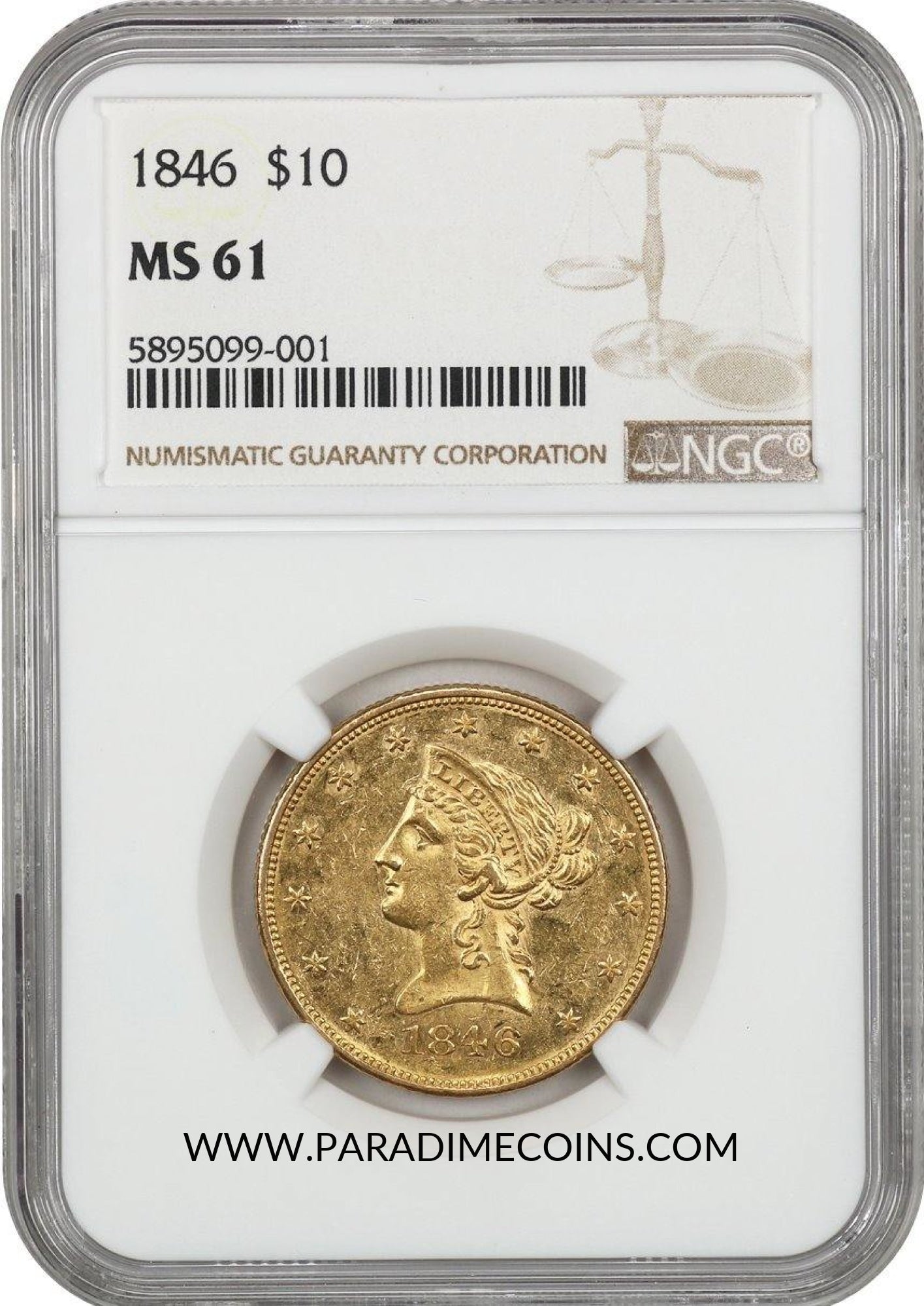 1846 $10 MS61 NGC - Paradime Coins | PCGS NGC CACG CAC Rare US Numismatic Coins For Sale