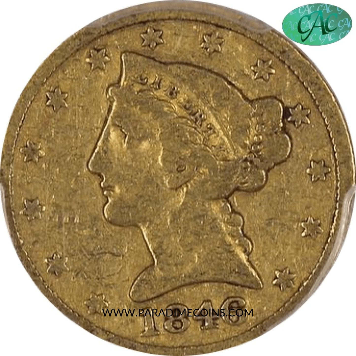 1846 $5 LARGE DATE VG10 PCGS CAC - Paradime Coins | PCGS NGC CACG CAC Rare US Numismatic Coins For Sale