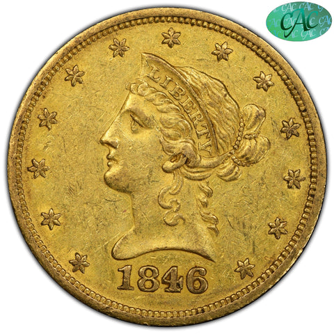 1846/'5'-O $10 AU55 PCGS CAC - Paradime Coins US Coins For Sale