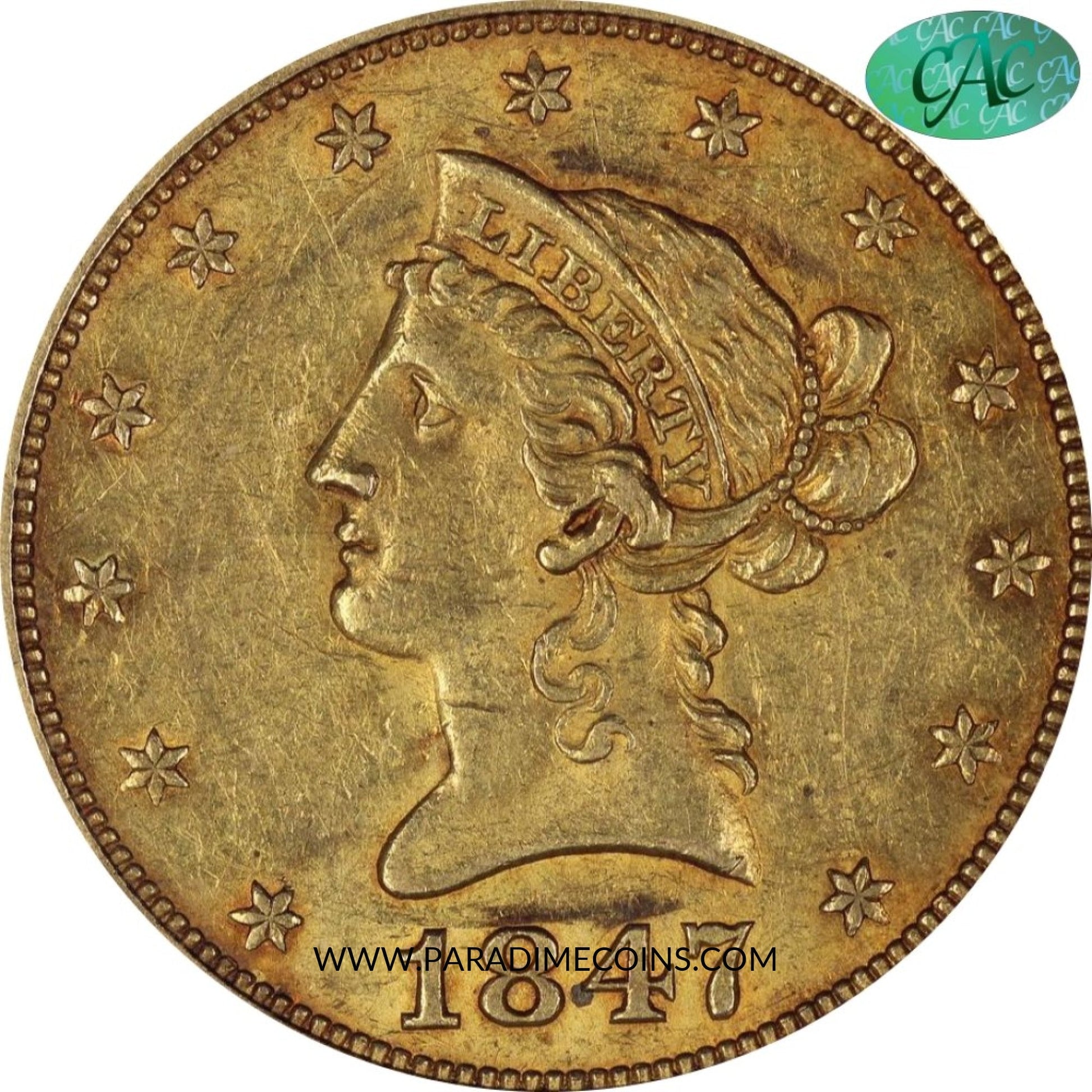 1847 $10 AU58 NGC CAC - Paradime Coins | PCGS NGC CACG CAC Rare US Numismatic Coins For Sale