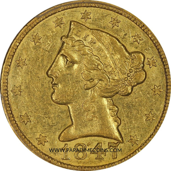 1847-C $5 AU58 PCGS - Paradime Coins | PCGS NGC CACG CAC Rare US Numismatic Coins For Sale