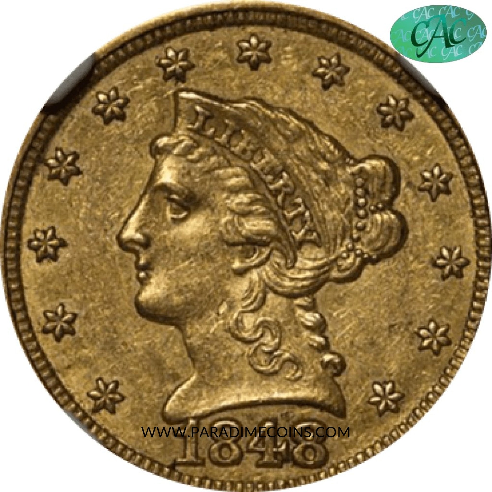 1848-C $2.5 AU58+ NGC CAC - Paradime Coins | PCGS NGC CACG CAC Rare US Numismatic Coins For Sale