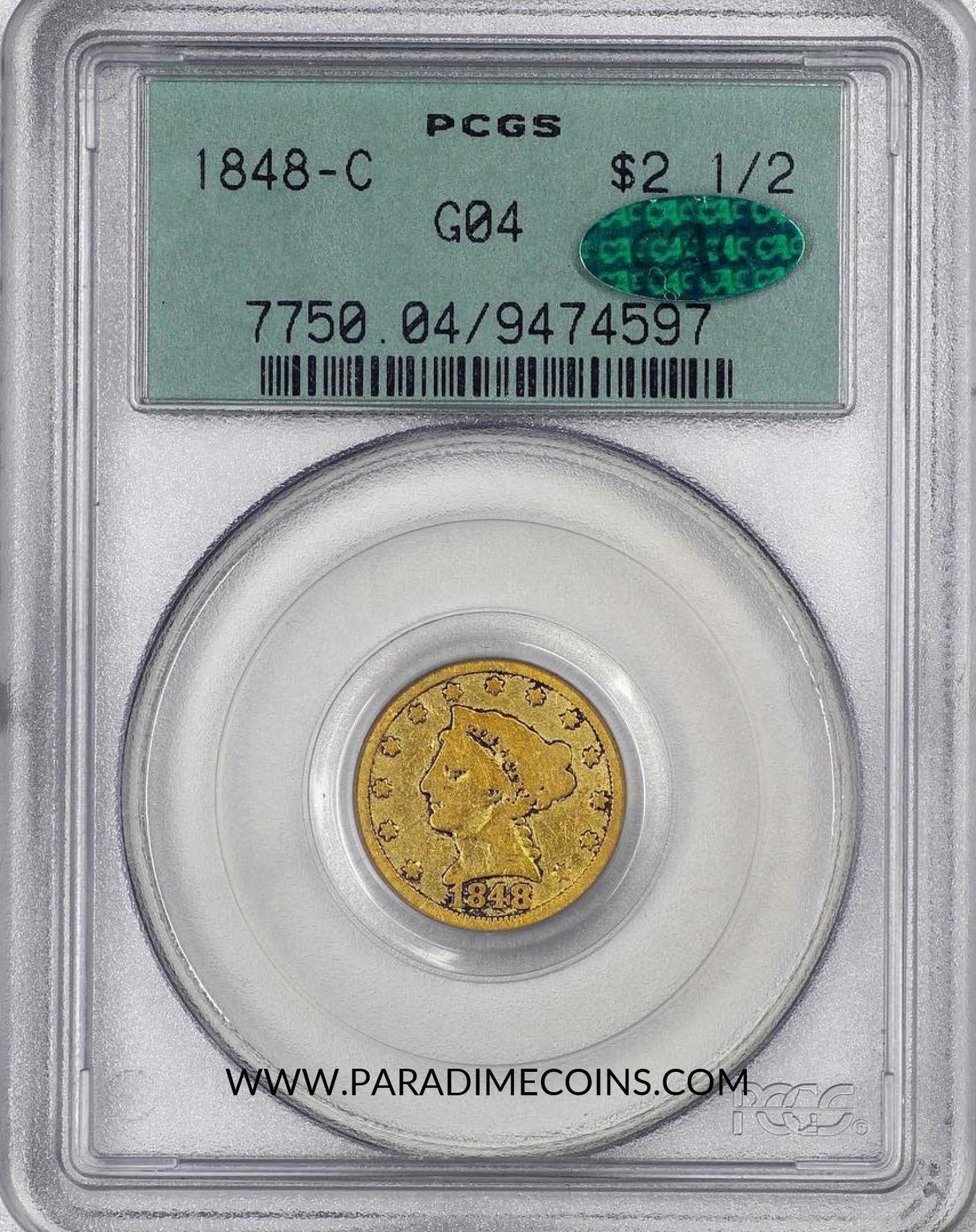 1848-C $2.5 G04 PCGS CAC OGH - Paradime Coins | PCGS NGC CACG CAC Rare US Numismatic Coins For Sale