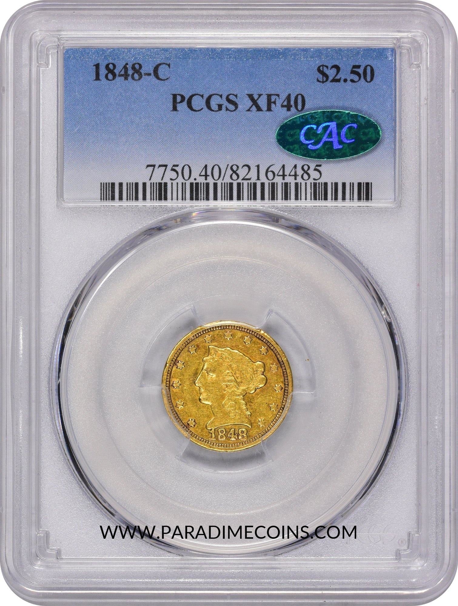 1848-C $2.5 XF40 PCGS CAC - Paradime Coins | PCGS NGC CACG CAC Rare US Numismatic Coins For Sale
