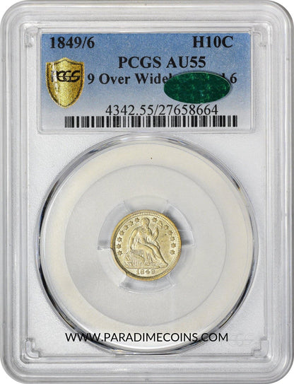 1849/6 H10C 9 Over Widely Placed 6 AU55 PCGS CAC - Paradime Coins | PCGS NGC CACG CAC Rare US Numismatic Coins For Sale