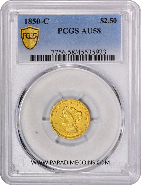 1850-C $2.5 AU58 PCGS - Paradime Coins | PCGS NGC CACG CAC Rare US Numismatic Coins For Sale