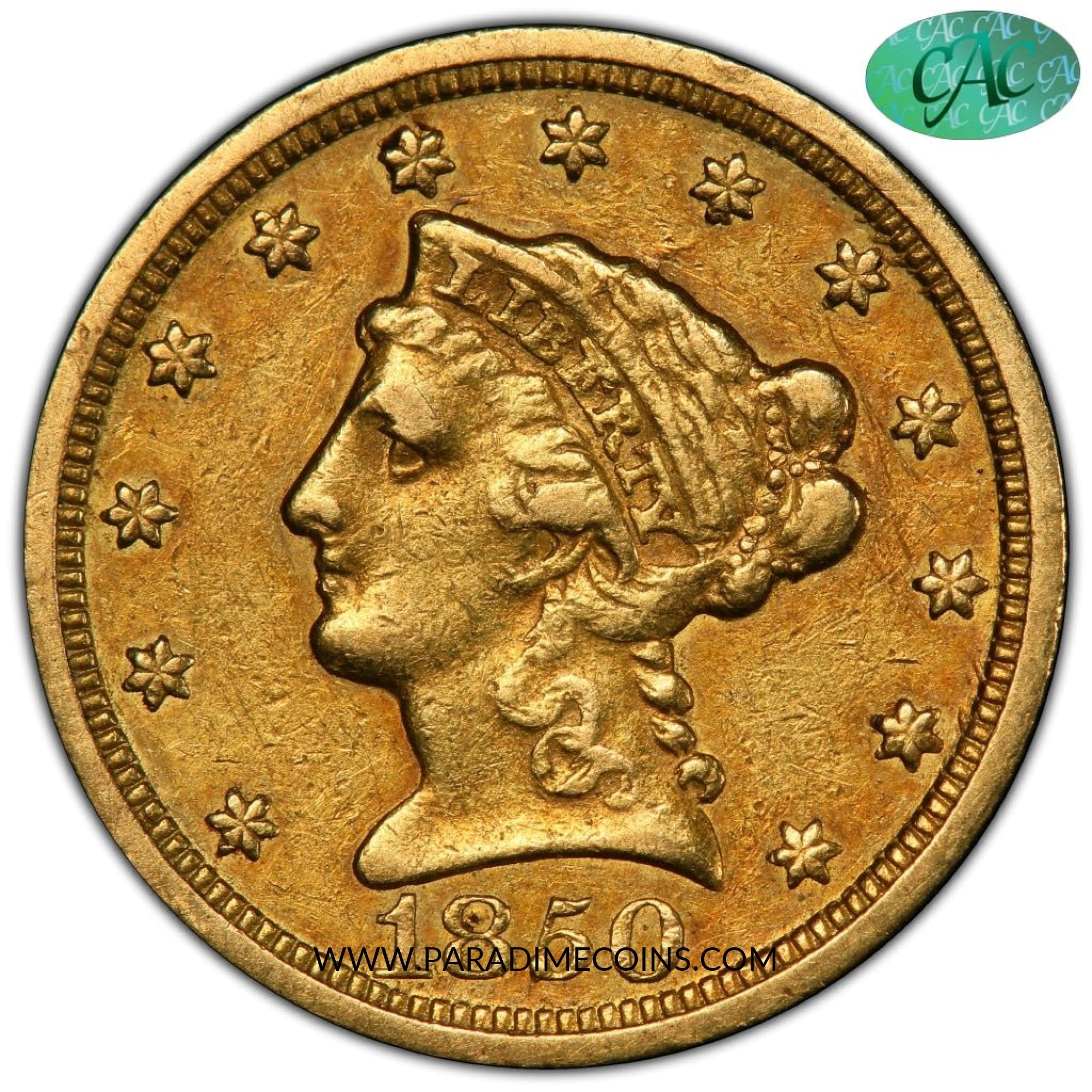 1850-C $2.5 VF30 PCGS CAC - Paradime Coins | PCGS NGC CACG CAC Rare US Numismatic Coins For Sale