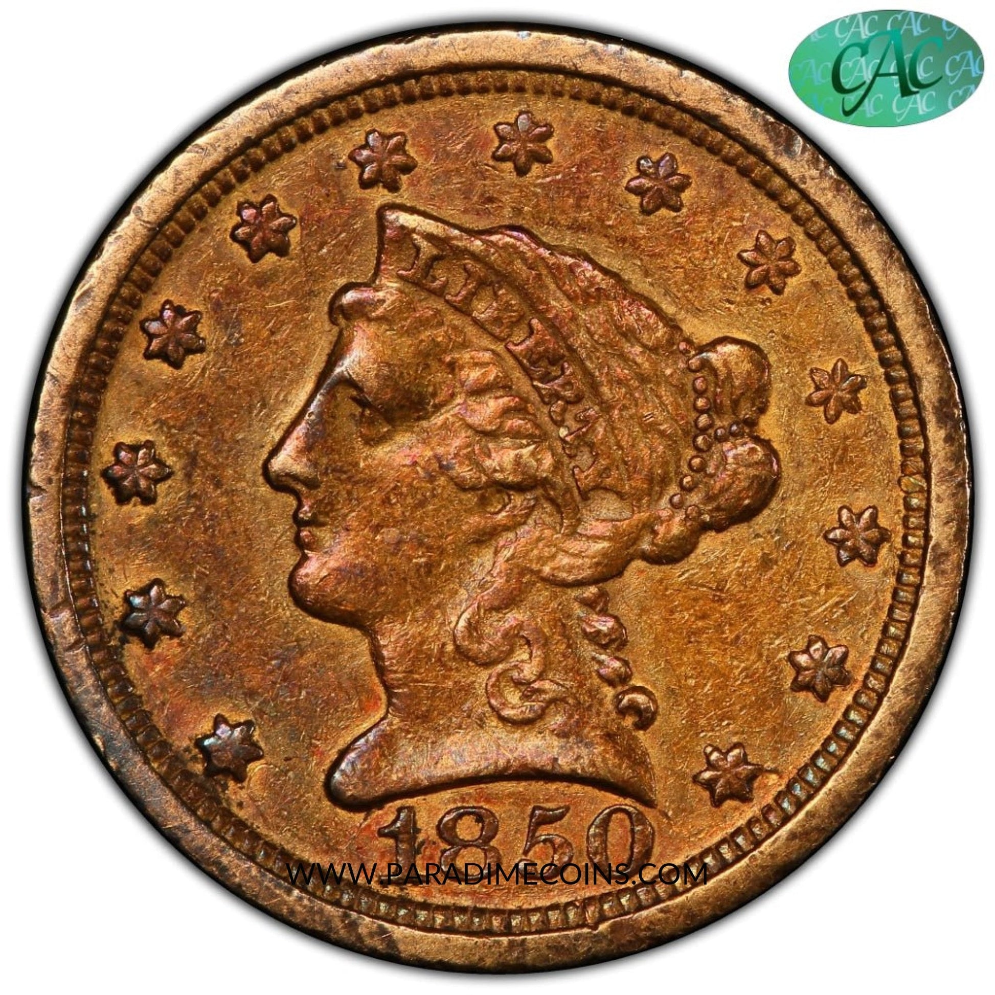 1850-O $2.5 XF40 PCGS CAC - Paradime Coins | PCGS NGC CACG CAC Rare US Numismatic Coins For Sale