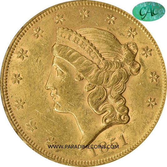 1851 $20 AU58 OH NGC CAC - Paradime Coins | PCGS NGC CACG CAC Rare US Numismatic Coins For Sale
