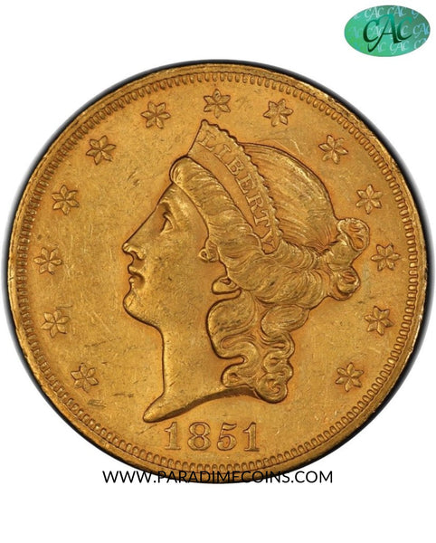 1851 $20 AU58 PCGS CAC - Paradime Coins | PCGS NGC CACG CAC Rare US Numismatic Coins For Sale
