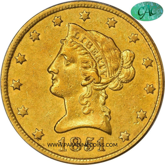 1851-O $10 AU55 PCGS CAC - Paradime Coins | PCGS NGC CACG CAC Rare US Numismatic Coins For Sale