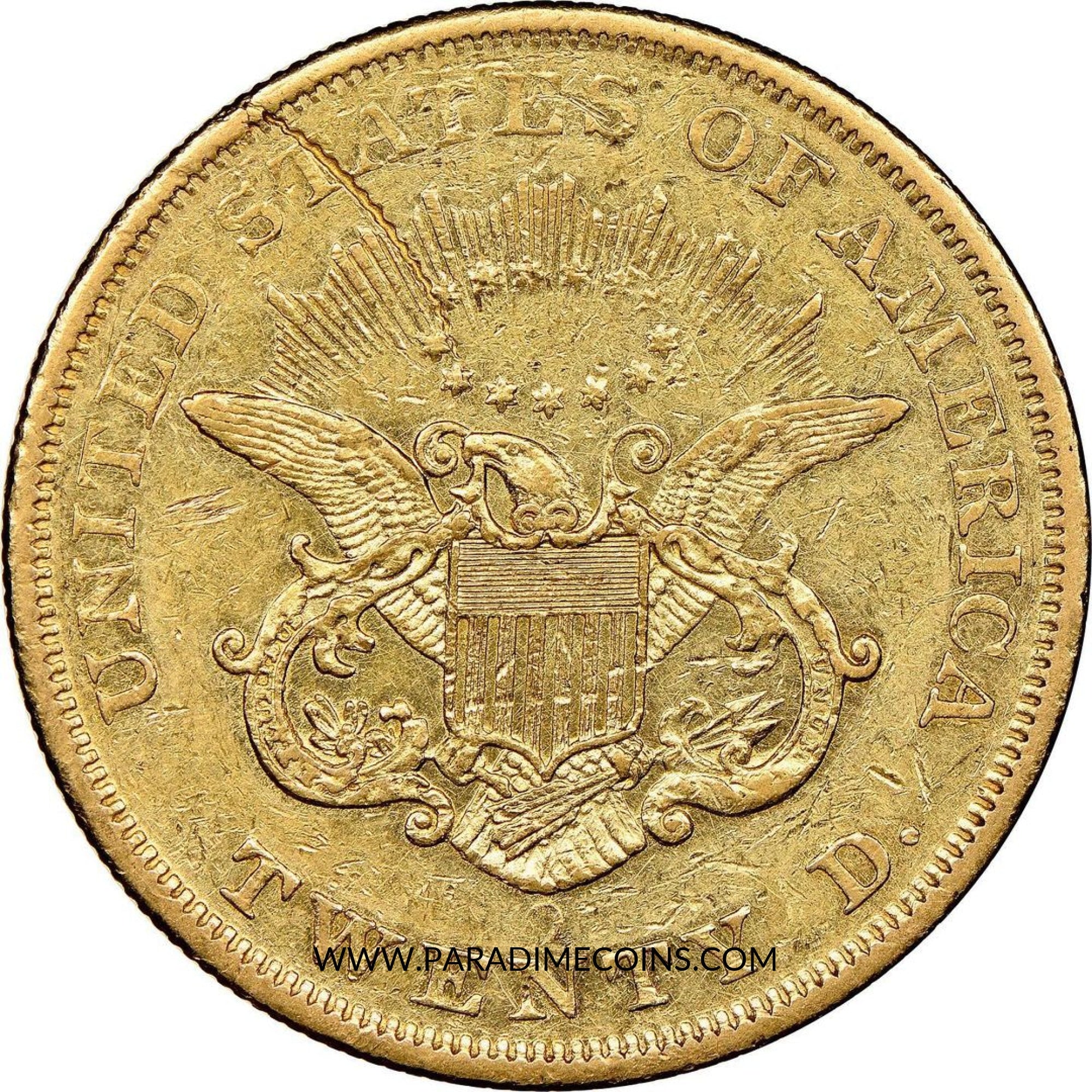 1851-O $20 AU55 NGC REV WIRE STRUCK THRU MINT ERROR - Paradime Coins | PCGS NGC CACG CAC Rare US Numismatic Coins For Sale