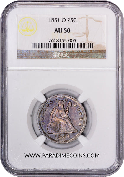 1851-O 25C AU50 NGC - Paradime Coins US Coins For Sale