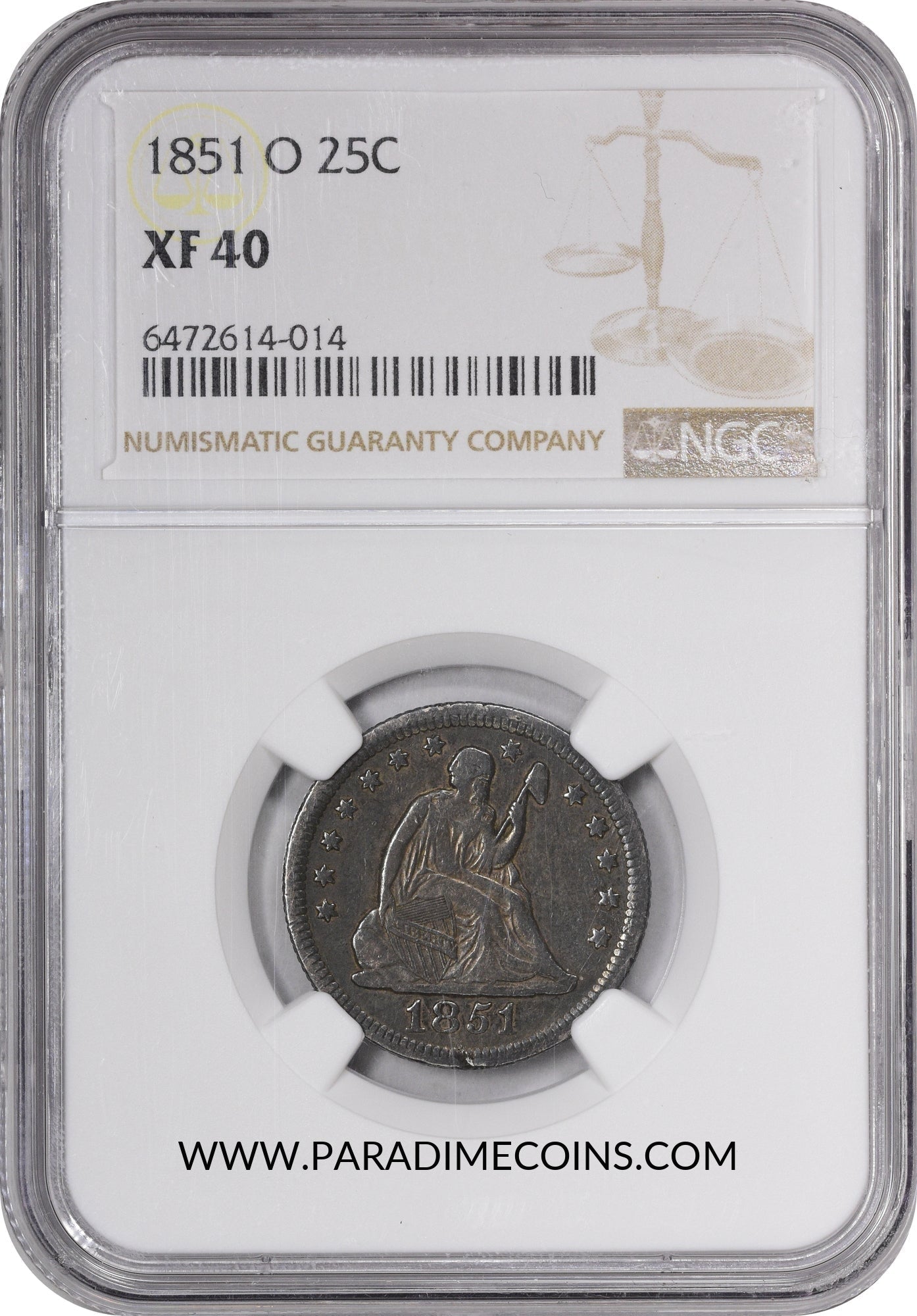 1851-O 25C XF40 NGC - Paradime Coins | PCGS NGC CACG CAC Rare US Numismatic Coins For Sale