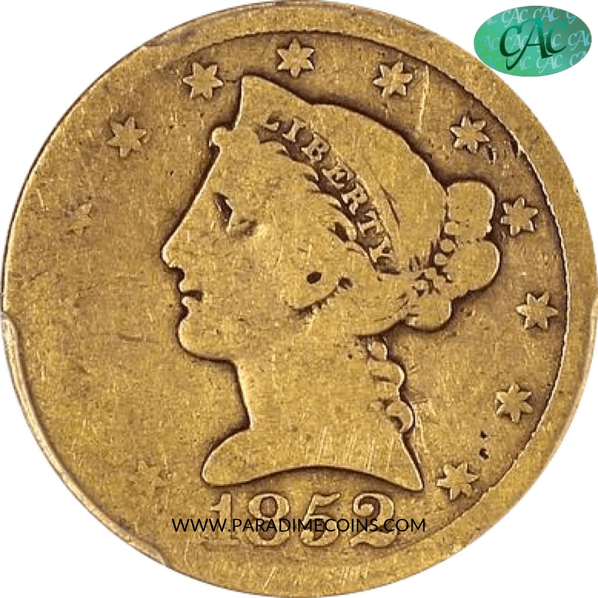 1852 $5 AG03 PCGS CAC - Paradime Coins | PCGS NGC CACG CAC Rare US Numismatic Coins For Sale