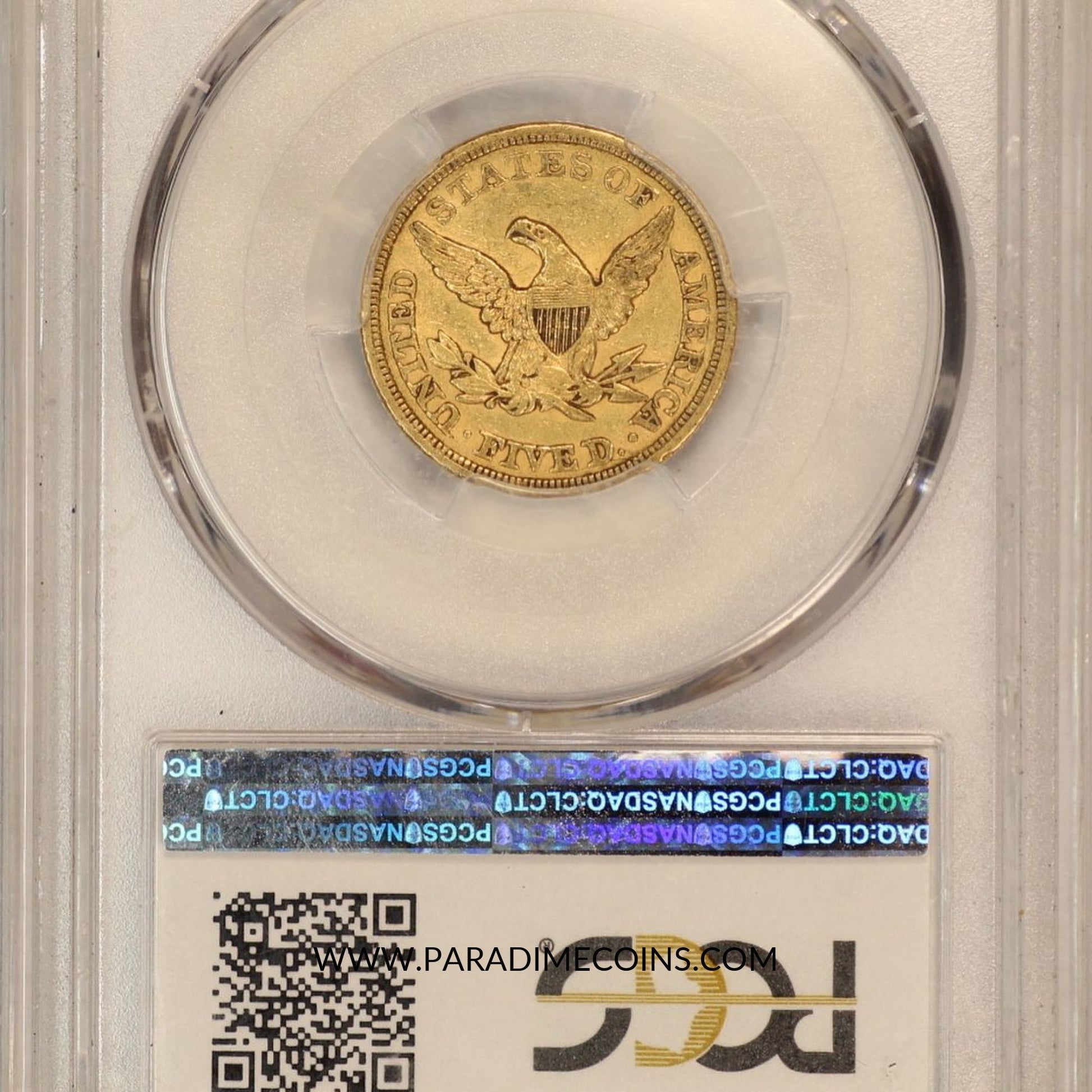 1852 $5 AU50 PCGS - Paradime Coins | PCGS NGC CACG CAC Rare US Numismatic Coins For Sale