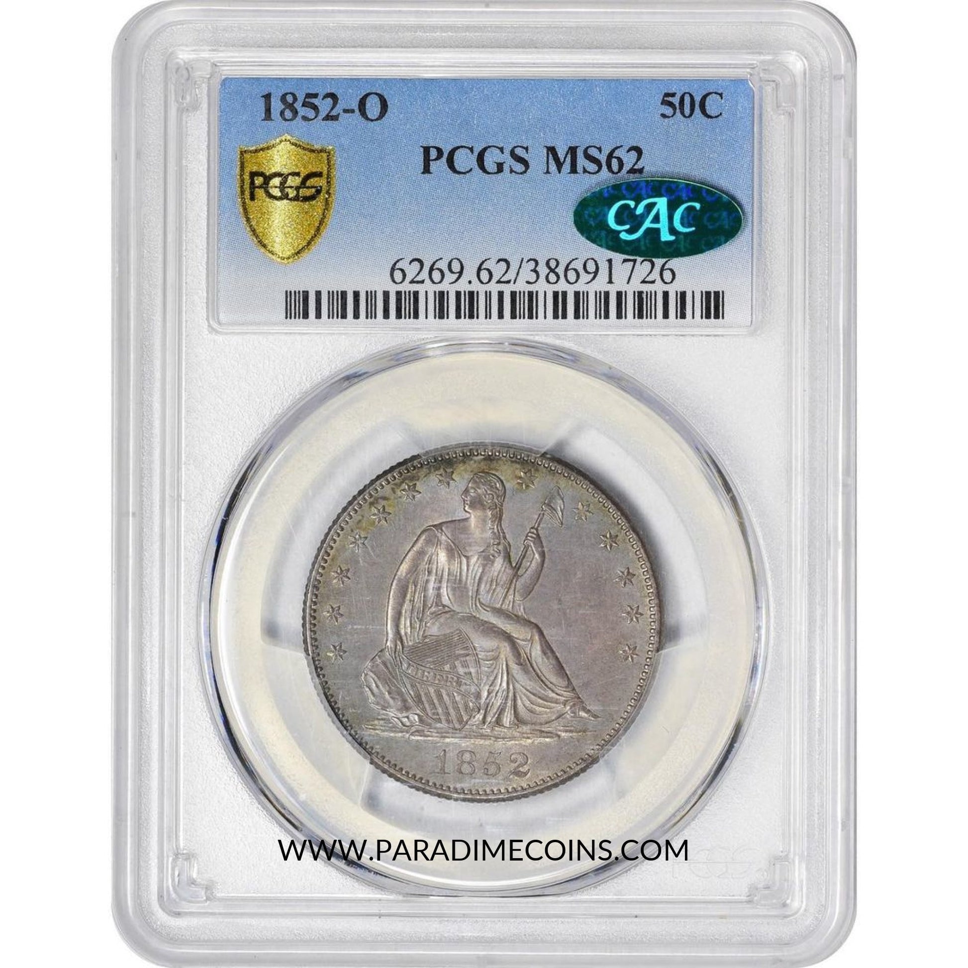 1852-O 50C MS62 PCGS CAC - Paradime Coins | PCGS NGC CACG CAC Rare US Numismatic Coins For Sale