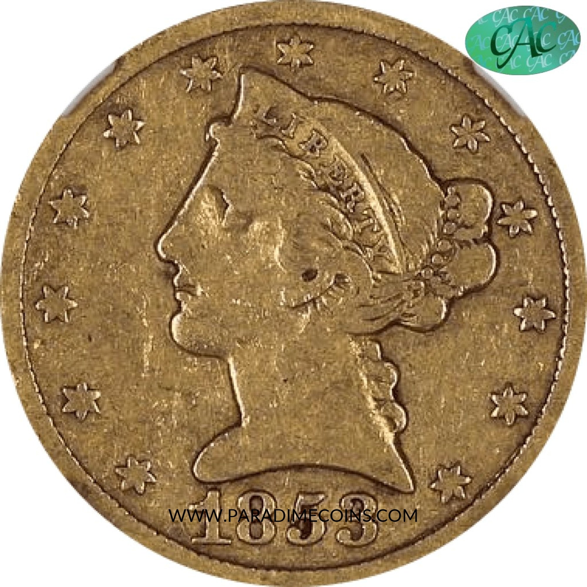 1853 $5 F12 NGC CAC - Paradime Coins | PCGS NGC CACG CAC Rare US Numismatic Coins For Sale