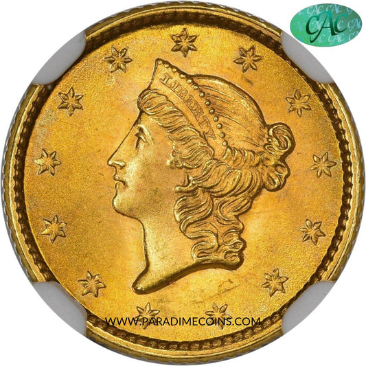 1853 G$1 MS66 NGC CAC - Paradime Coins | PCGS NGC CACG CAC Rare US Numismatic Coins For Sale