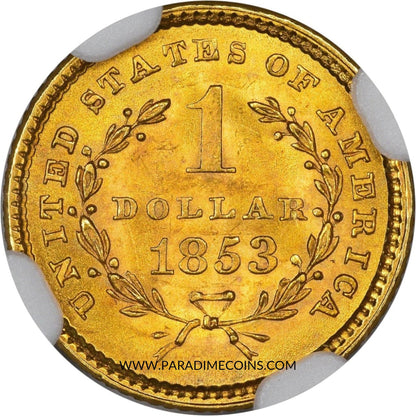 1853 G$1 MS66 NGC CAC - Paradime Coins | PCGS NGC CACG CAC Rare US Numismatic Coins For Sale