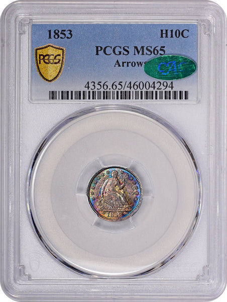 1853 H10C ARROWS MS65 PCGS CAC - Paradime Coins | PCGS NGC CACG CAC Rare US Numismatic Coins For Sale