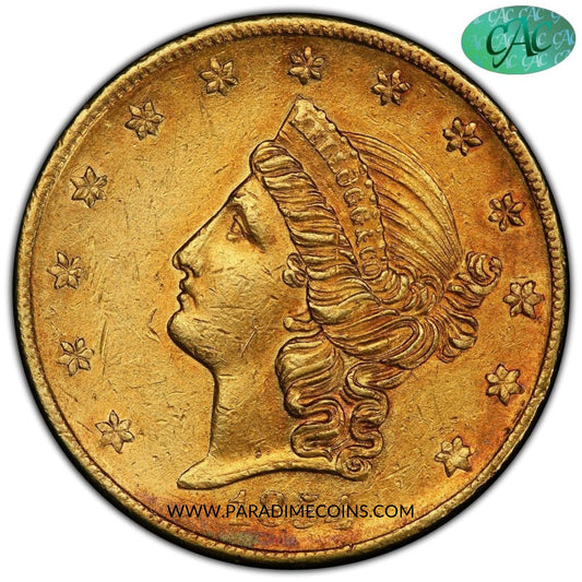 1854 $20 KELLOGG AU58+ PCGS CAC - Paradime Coins | PCGS NGC CACG CAC Rare US Numismatic Coins For Sale