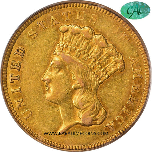 1854-O $3 AU50 PCGS CAC - Paradime Coins | PCGS NGC CACG CAC Rare US Numismatic Coins For Sale