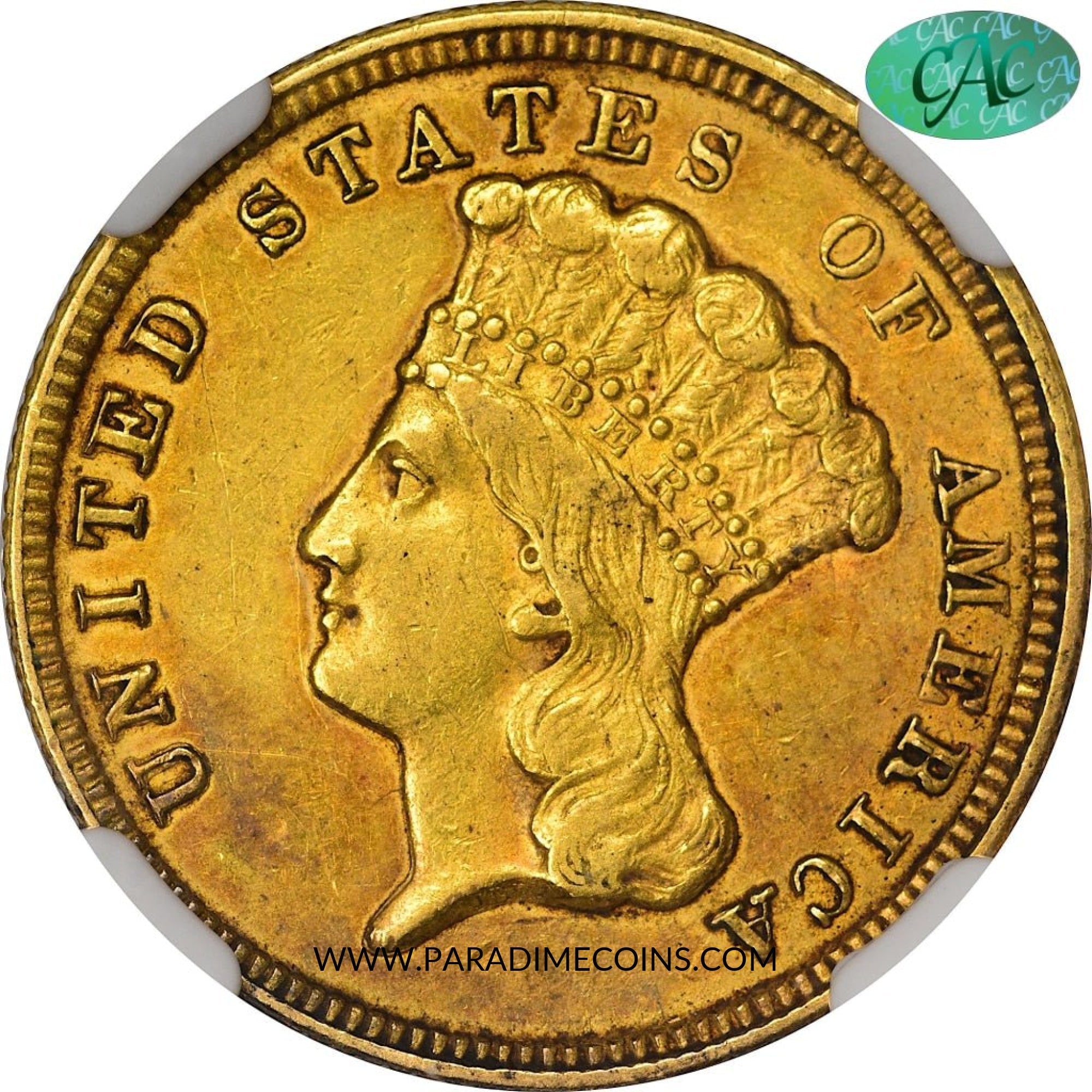 1854-O $3 AU53 NGC CAC - Paradime Coins | PCGS NGC CACG CAC Rare US Numismatic Coins For Sale