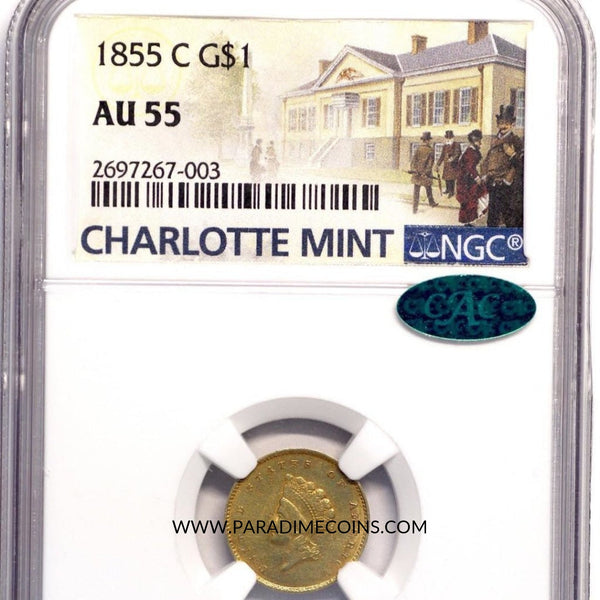 1855-C G$1 AU55 NGC CAC - Paradime Coins | PCGS NGC CACG CAC Rare US Numismatic Coins For Sale