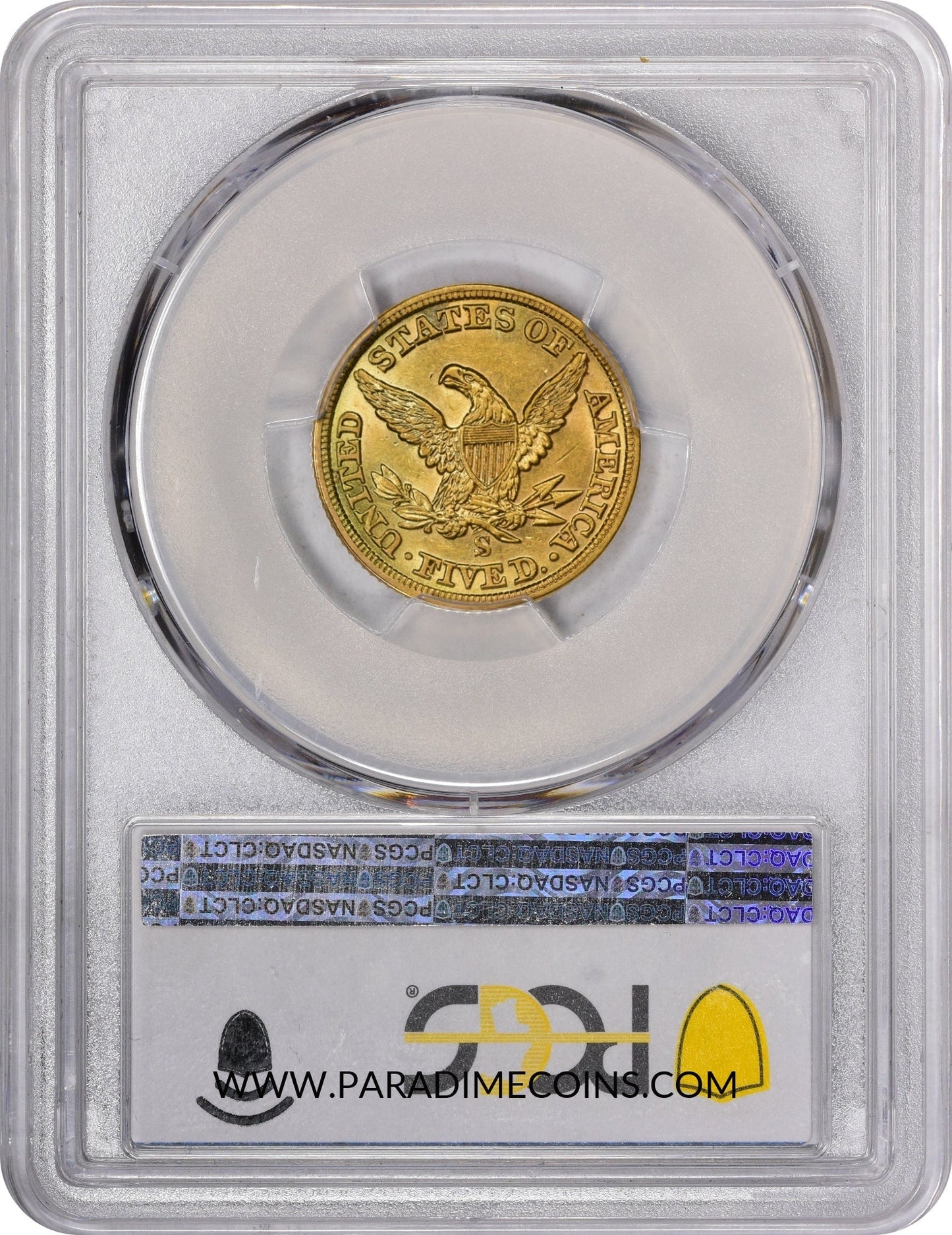 1855-S $5 AU58+ PCGS CAC - Paradime Coins | PCGS NGC CACG CAC Rare US Numismatic Coins For Sale