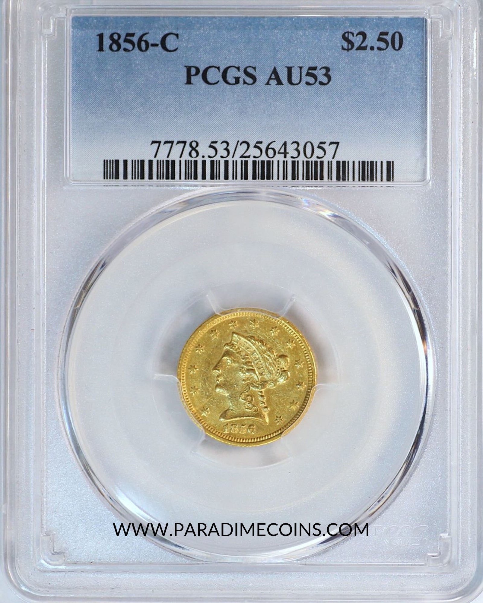 1856-C $2.5 AU53 PCGS - Paradime Coins | PCGS NGC CACG CAC Rare US Numismatic Coins For Sale