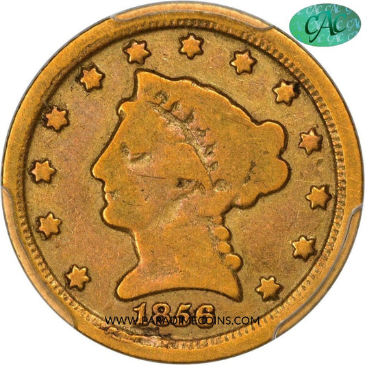 1856-D $2.5 VG10 PCGS CAC - Paradime Coins | PCGS NGC CACG CAC Rare US Numismatic Coins For Sale