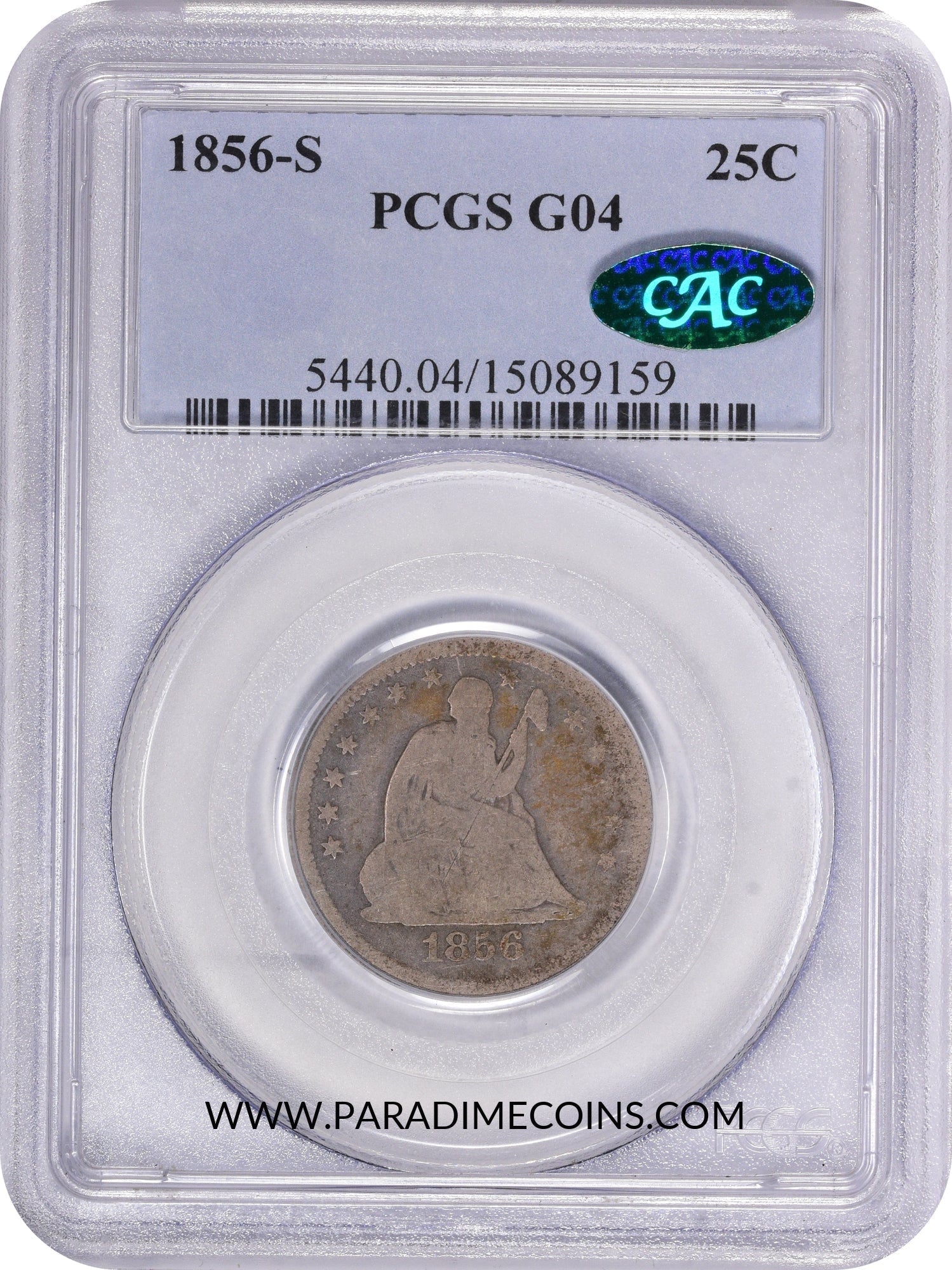 1856-S 25C G04 PCGS CAC - Paradime Coins | PCGS NGC CACG CAC Rare US Numismatic Coins For Sale