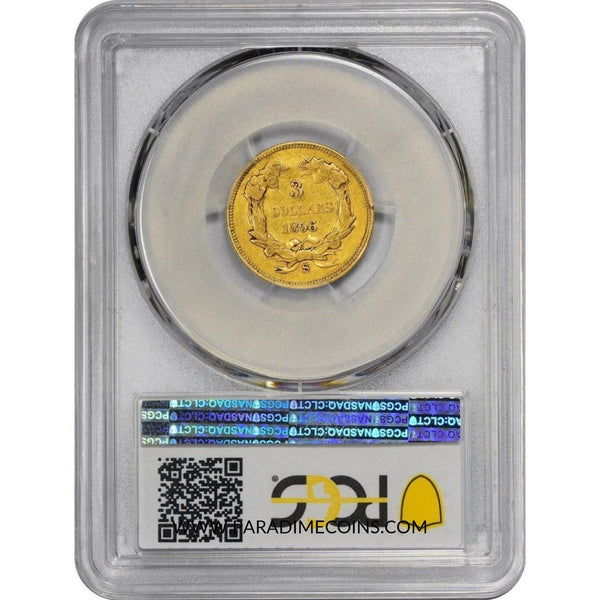 1856-S $3 VF35 PCGS CAC - Paradime Coins | PCGS NGC CACG CAC Rare US Numismatic Coins For Sale