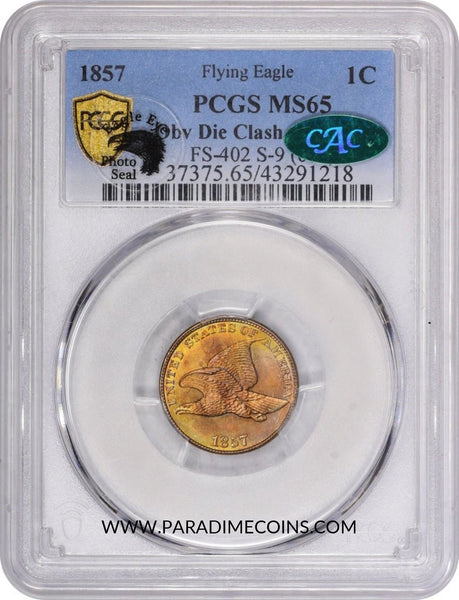 1857 1C Obv Die Clash 50C MS65 PCGS CAC EEPS - Paradime Coins | PCGS NGC CACG CAC Rare US Numismatic Coins For Sale