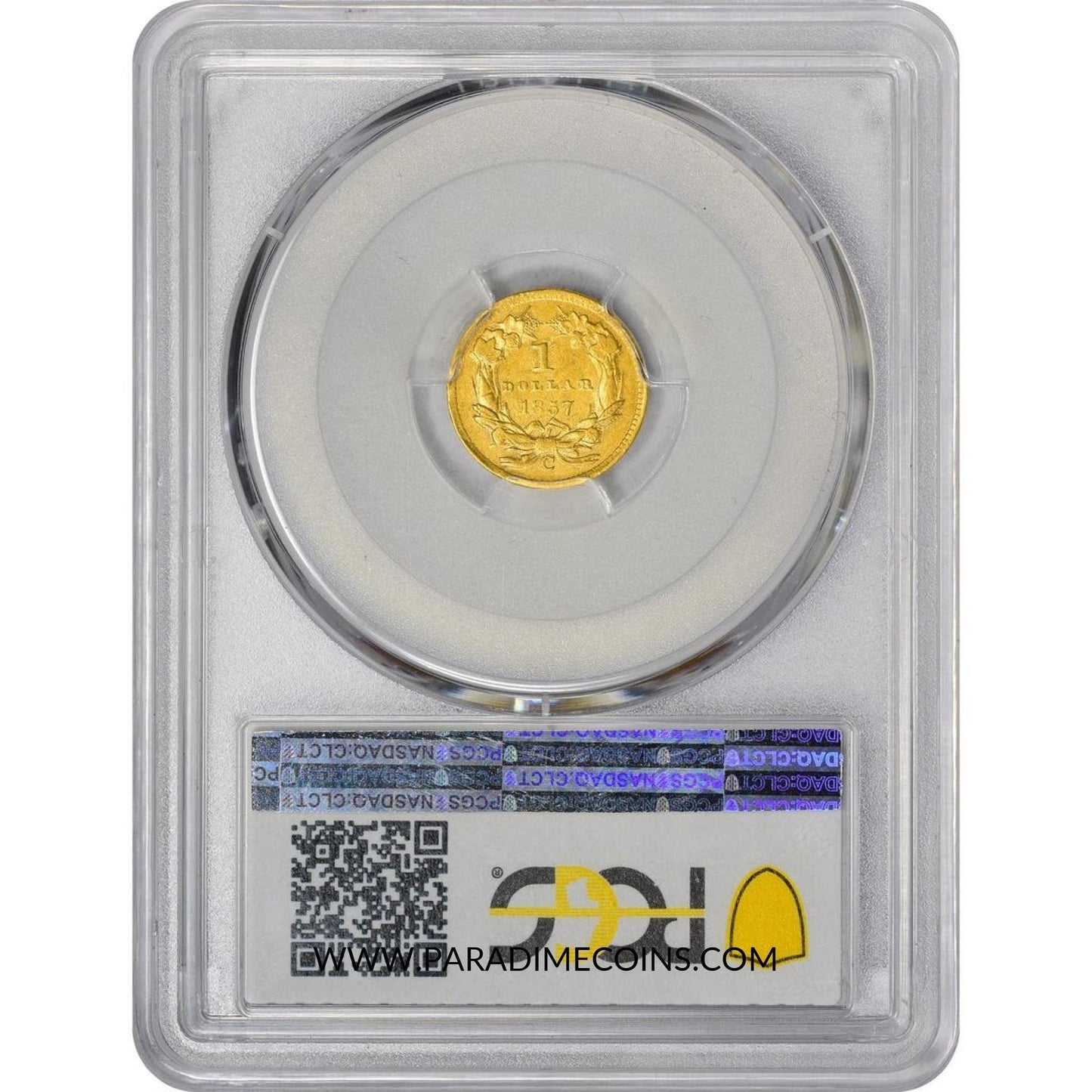 1857-C G$1 AU50 PCGS - Paradime Coins | PCGS NGC CACG CAC Rare US Numismatic Coins For Sale