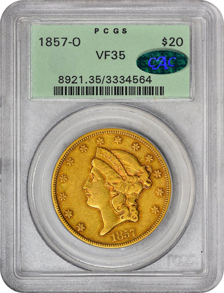 1857-O $20 VF35 OGH PCGS CAC - Paradime Coins | PCGS NGC CACG CAC Rare US Numismatic Coins For Sale