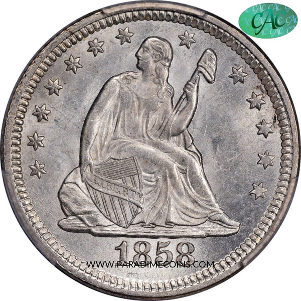 1858 25C MS64 PCGS CAC - Paradime Coins | PCGS NGC CACG CAC Rare US Numismatic Coins For Sale