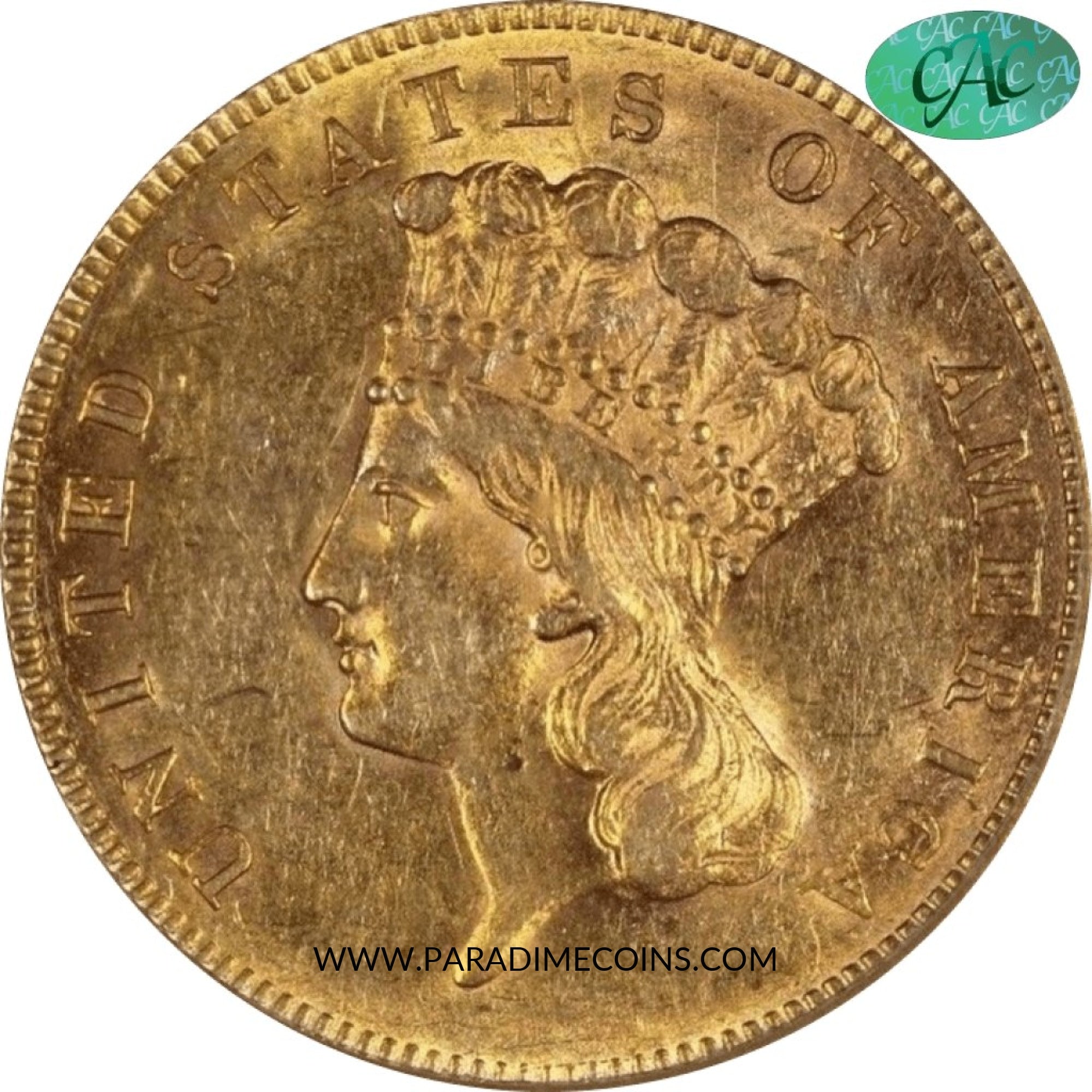1858 $3 AU58 OGH PCGS CAC - Paradime Coins | PCGS NGC CACG CAC Rare US Numismatic Coins For Sale