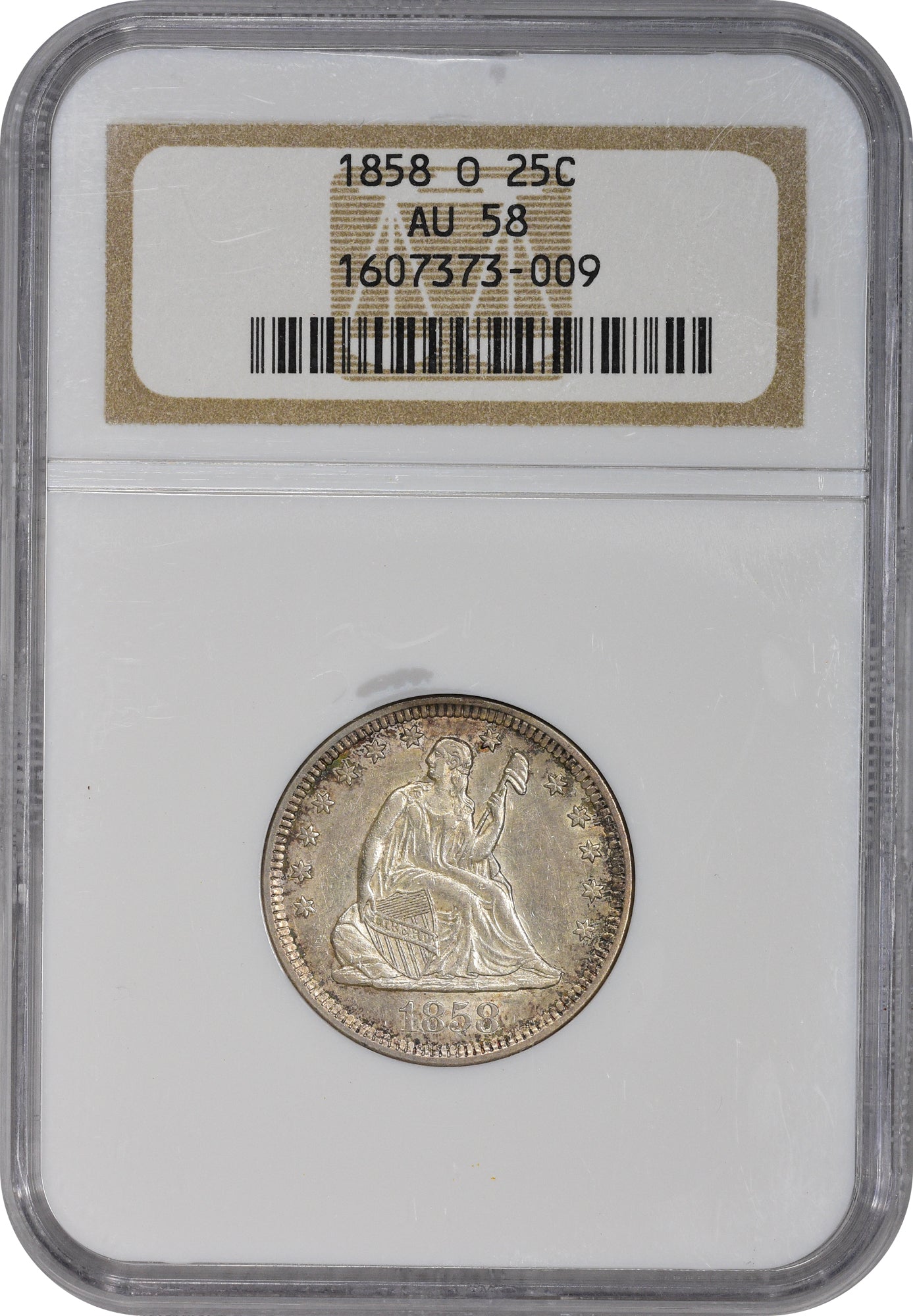 1858-O 25C AU58 NGC - Paradime Coins | PCGS NGC CACG CAC Rare US Numismatic Coins For Sale