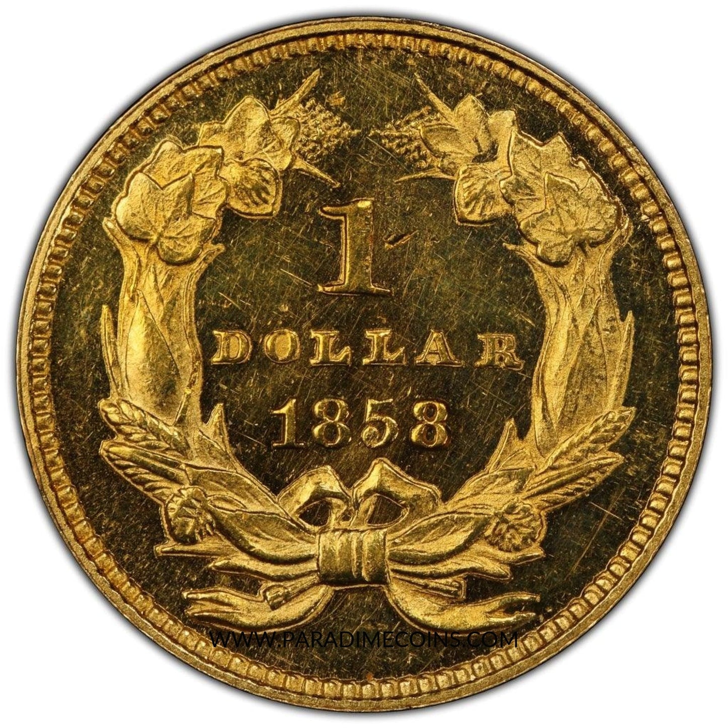 1858 G$1 PR62 PCGS CAC EX BASS - Paradime Coins | PCGS NGC CACG CAC Rare US Numismatic Coins For Sale
