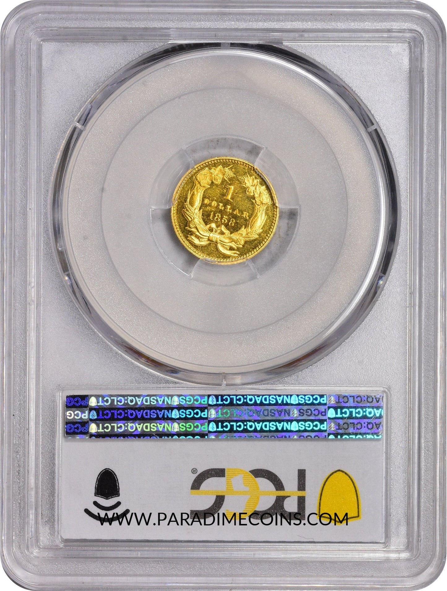 1858 G$1 PR62 PCGS CAC EX BASS - Paradime Coins | PCGS NGC CACG CAC Rare US Numismatic Coins For Sale