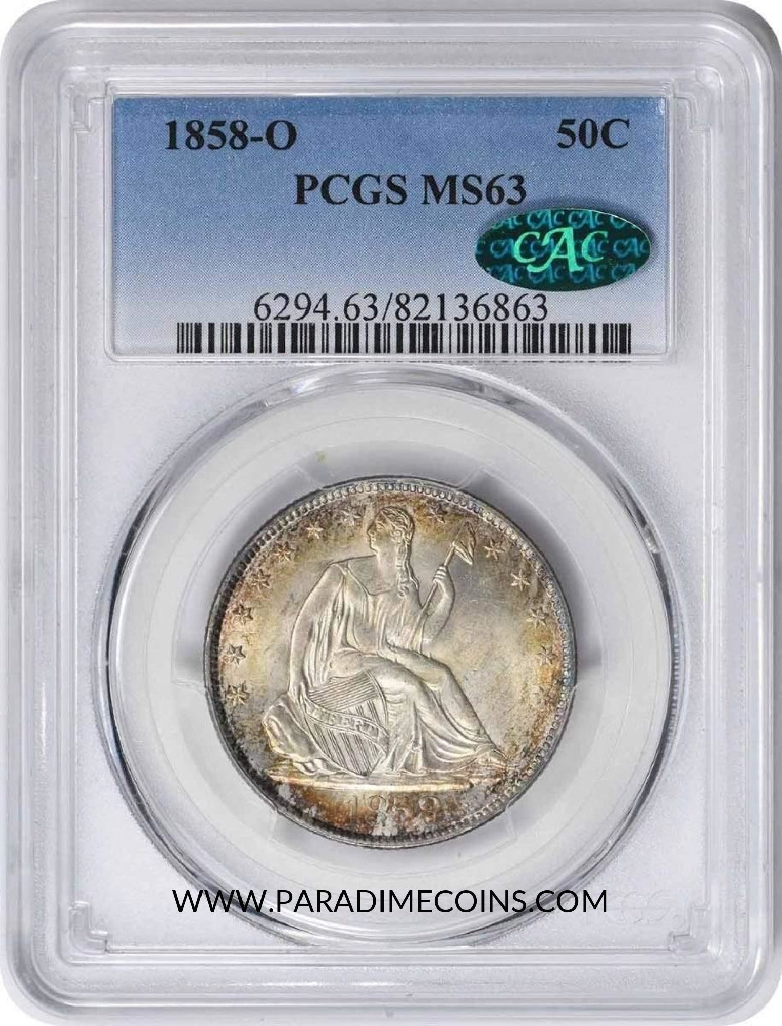 1858-O 50C MS63 PCGS CAC - Paradime Coins | PCGS NGC CACG CAC Rare US Numismatic Coins For Sale