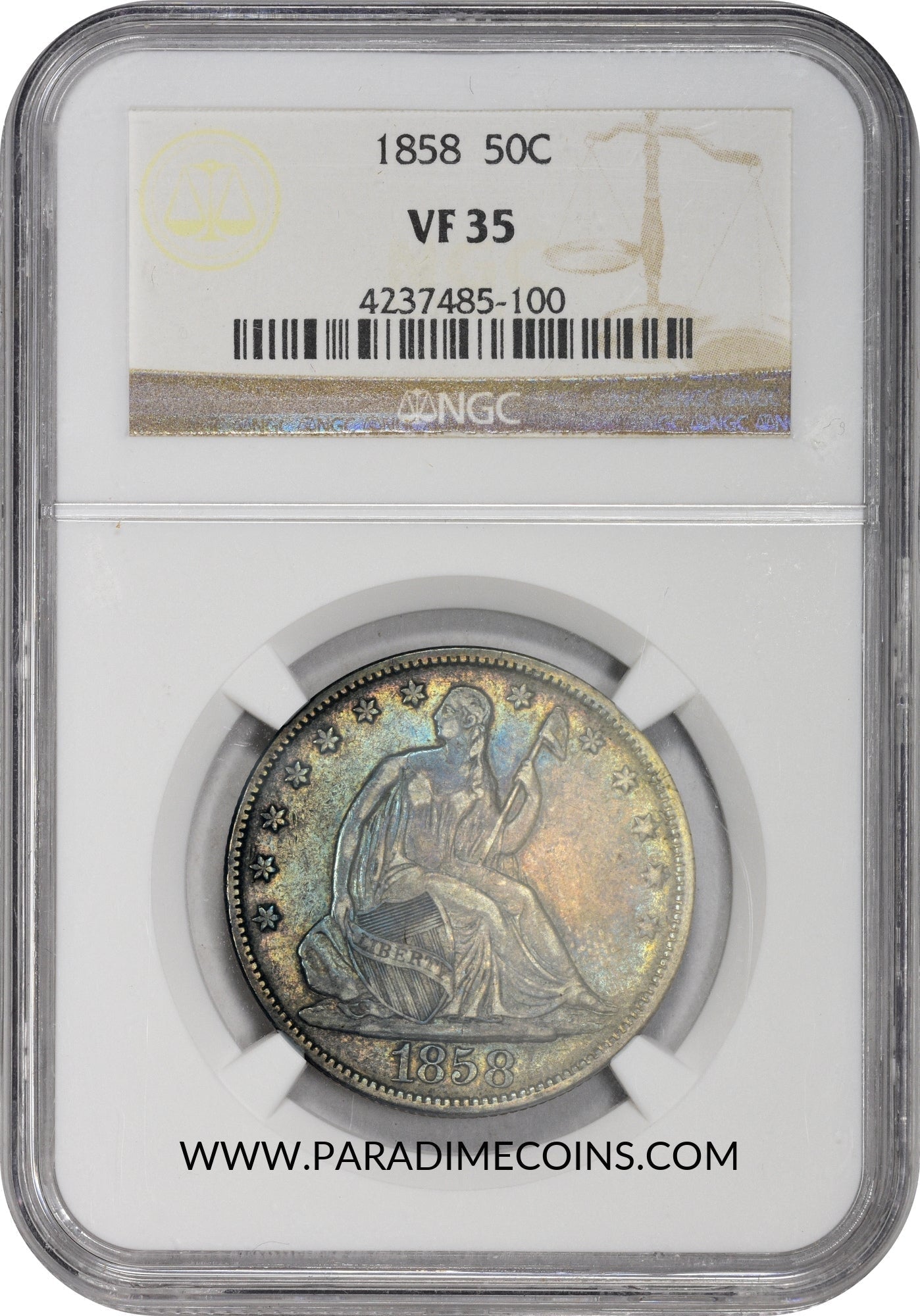 1858 50C VF35 NGC - Paradime Coins | PCGS NGC CACG CAC Rare US Numismatic Coins For Sale
