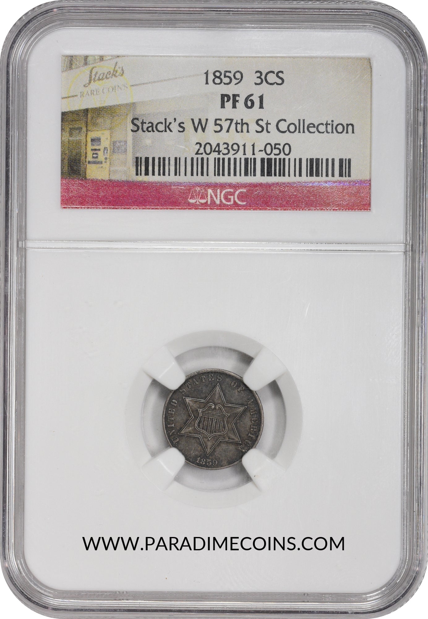 1859 3CS PR61 NGC - Paradime Coins | PCGS NGC CACG CAC Rare US Numismatic Coins For Sale