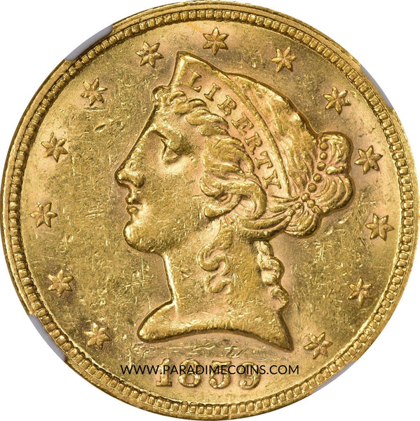 1859 $5 MS61 NGC  - Paradime Coins | PCGS NGC CACG CAC Rare US Numismatic Coins For Sale