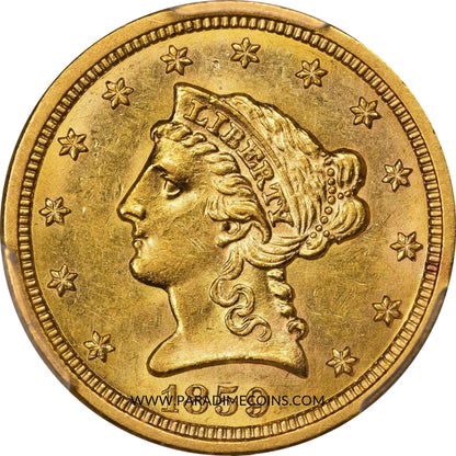 1859-S $2.5 MS62 PCGS - Paradime Coins | PCGS NGC CACG CAC Rare US Numismatic Coins For Sale