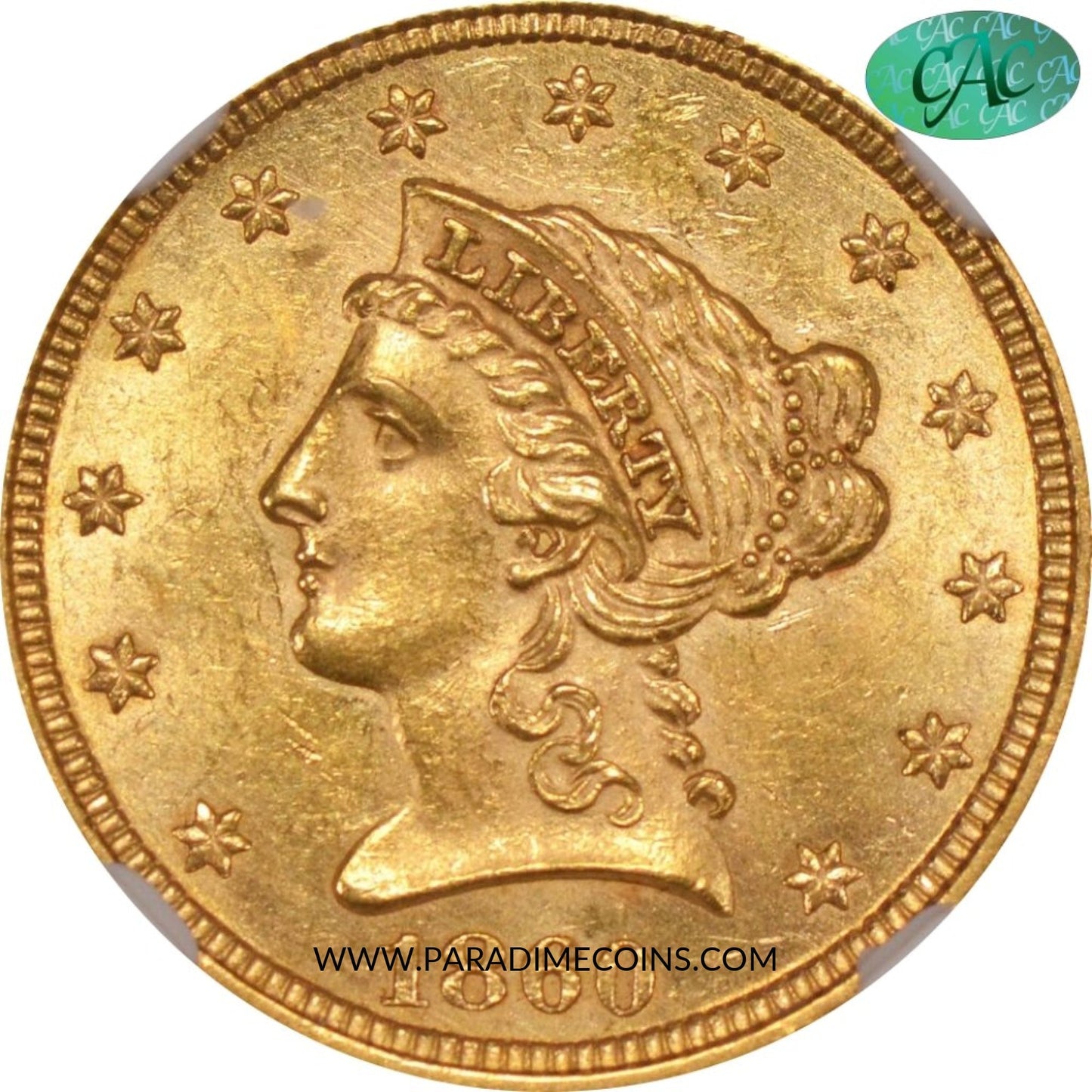 1860 $2.5 NEW REVERSE MS62+ PCGS CAC - Paradime Coins | PCGS NGC CACG CAC Rare US Numismatic Coins For Sale