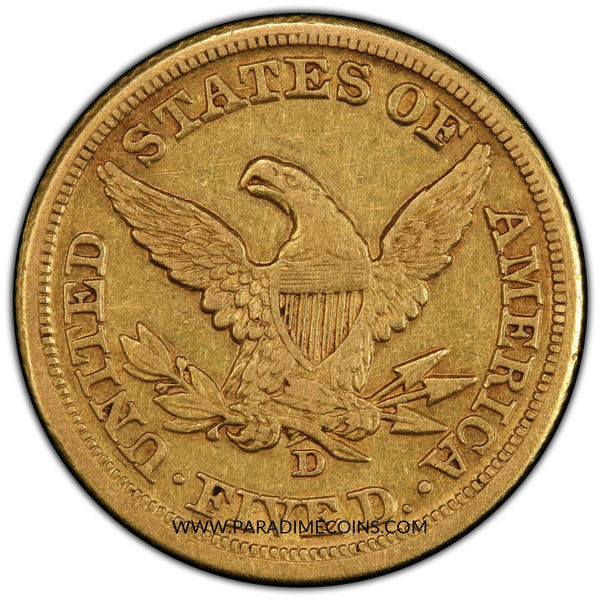 1860-D $5 MEDIUM XF40 PCGS - Paradime Coins | PCGS NGC CACG CAC Rare US Numismatic Coins For Sale